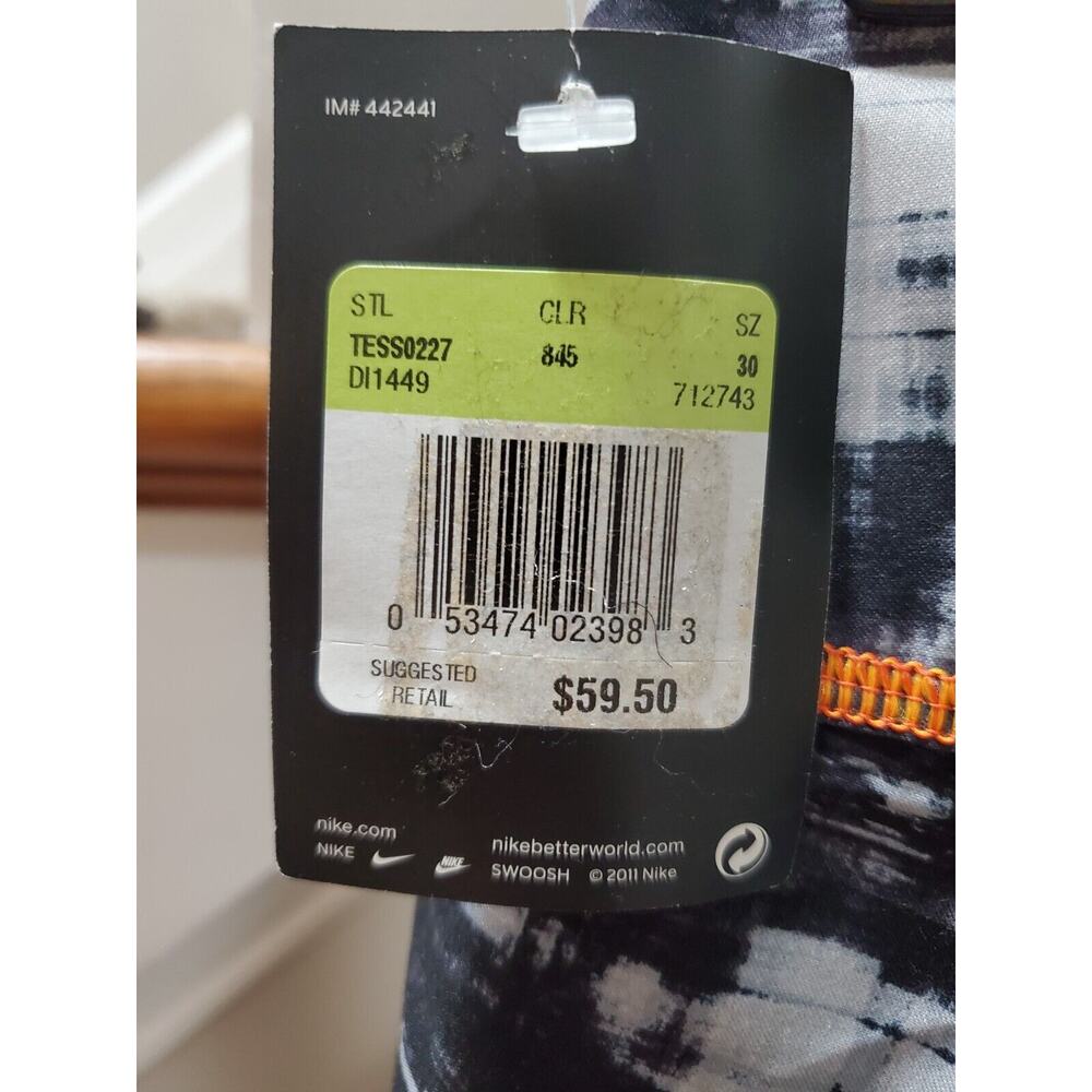 Nike Men's Gray & White Polyester Pull On Swim Trunk Logo Print Shorts Size 30 - Picture 6 of 11